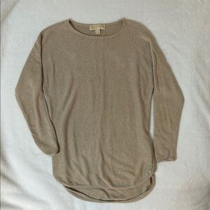 MICHAEL KORS Womens Crewneck Cotton Heavy Knit Sweater Gold Zippers Size Small